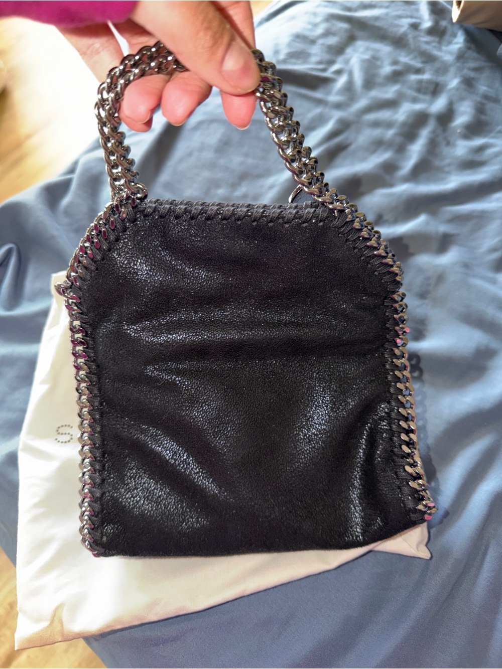 Stella McCartney Black Tiny Falabella with Silver Chain - Picture 2 of 4